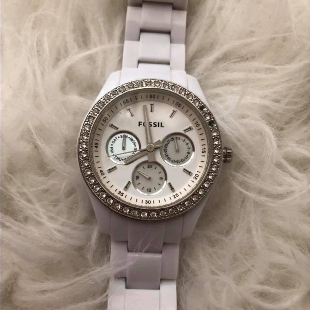 Women’s white fossil watch